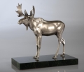 Rzeźba łosia z brązu srebrzonego