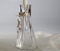 Artystyczny prezent do wnętrza, na nowe mieszkanie - kryształowy świecznik wazon z jemiołą