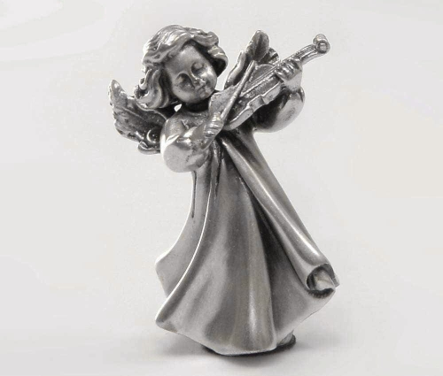 Aniołek - prezent na chrzest - posrebrzana figurka