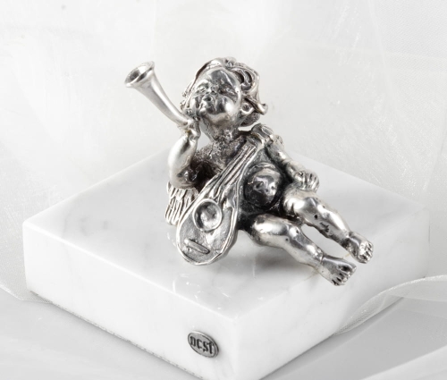 Aniołek na chrzest, narodziny, komunię - posrebrzana figurka