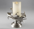 Oryginalny srebrzony świecznik w formie rogów daniela