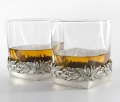 Komplet 2 srebrzonych szklanek do whisky