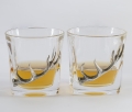 Kryształowe szklanki do whisky ze srebrzoną aplikacją z porożem jelenia