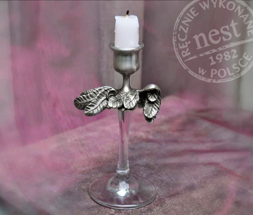 Świecznik srebrzone skrzydła anioła