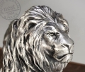 Autorska rzeźba lwa srebrzonego
