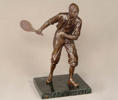 Oryginalny prezent dla tenisisty - rzeźba z brązu na marmurze