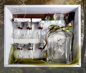 Oryginalny prezent - srebrzony zestaw do alkoholu