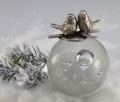 Artystyczny prezent dla dwojga na ślub, na rocznicę - szklana kula z ptaszkami