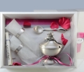 Wymarzony prezent dla pary młodej na ślub, na rocznicę  - komplet posrebrzana cukiernica z różą i łyżeczka