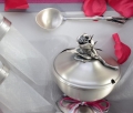 Romantyczny prezent dla pary młodej, na rocznicę - posrebrzana cukiernica i łyżeczka