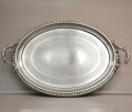 Piękna posrebrzana taca owalna w tylu retro - prezent na ślub, rocznicę, dla rodziców