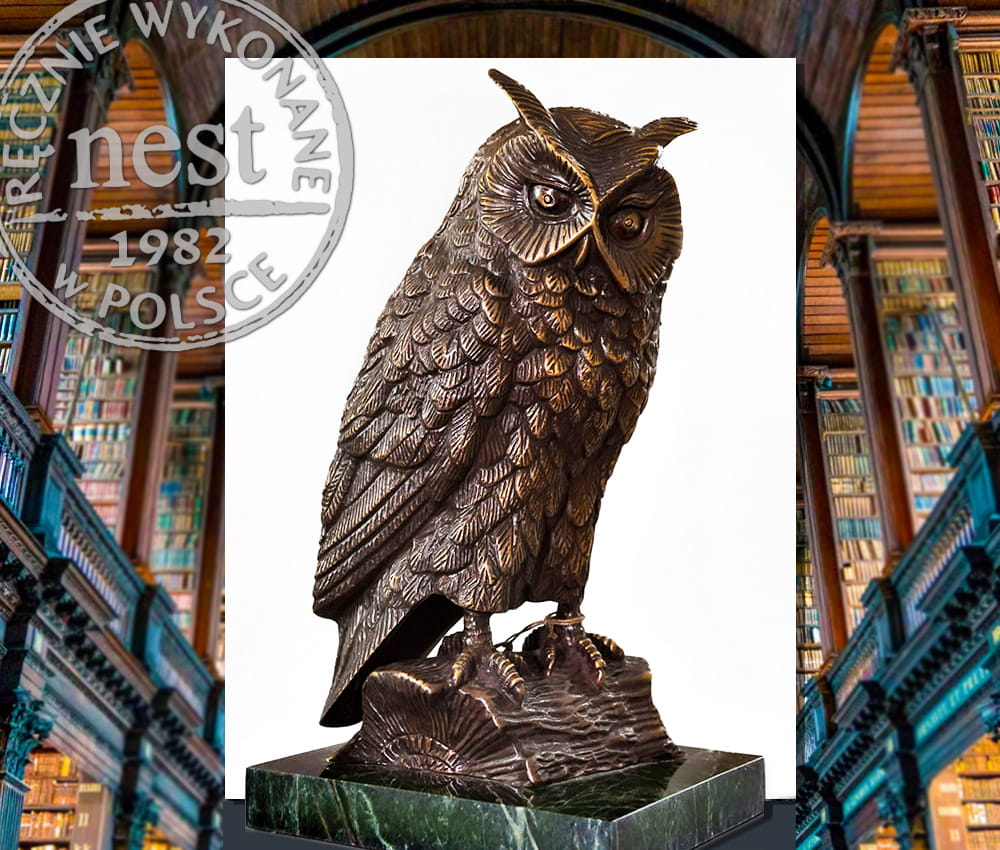 Okazała rzeźba z brązu - sowa